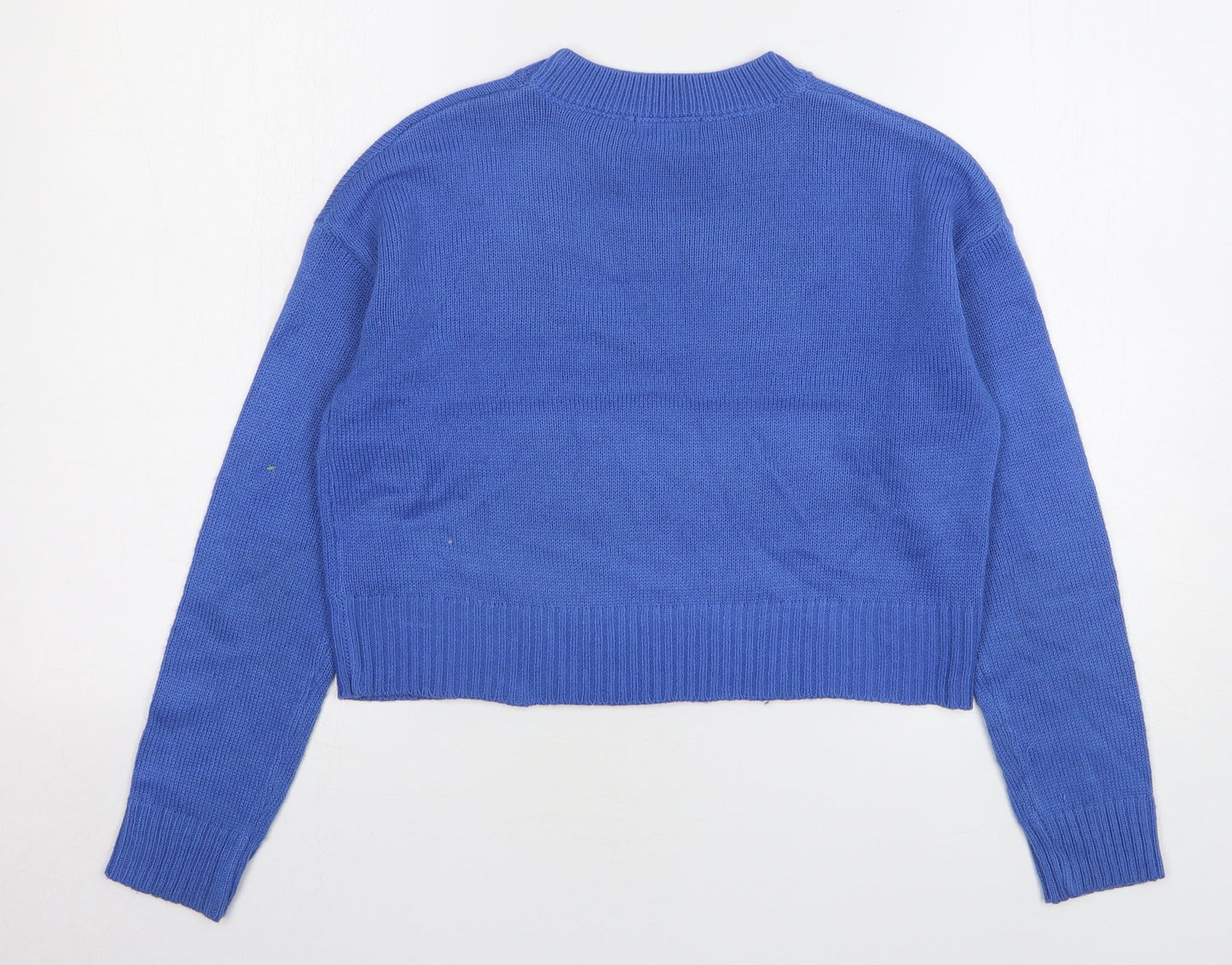 Brave Soul Womens Blue Acrylic Pullover Sweatshirt Size XS