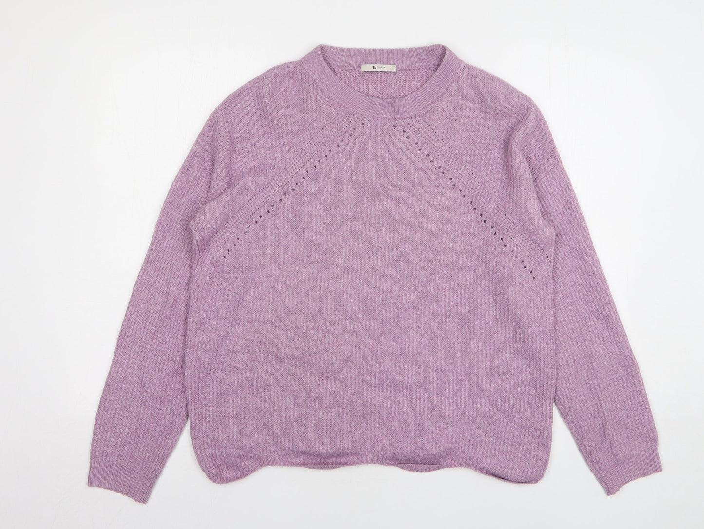 TU Womens Pink Round Neck Acrylic Pullover Jumper Size 10