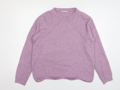 TU Womens Pink Round Neck Acrylic Pullover Jumper Size 10