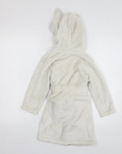 George Girls White Solid Polyester Kimono Gown Size 4-5 Years Tie - bunny ears