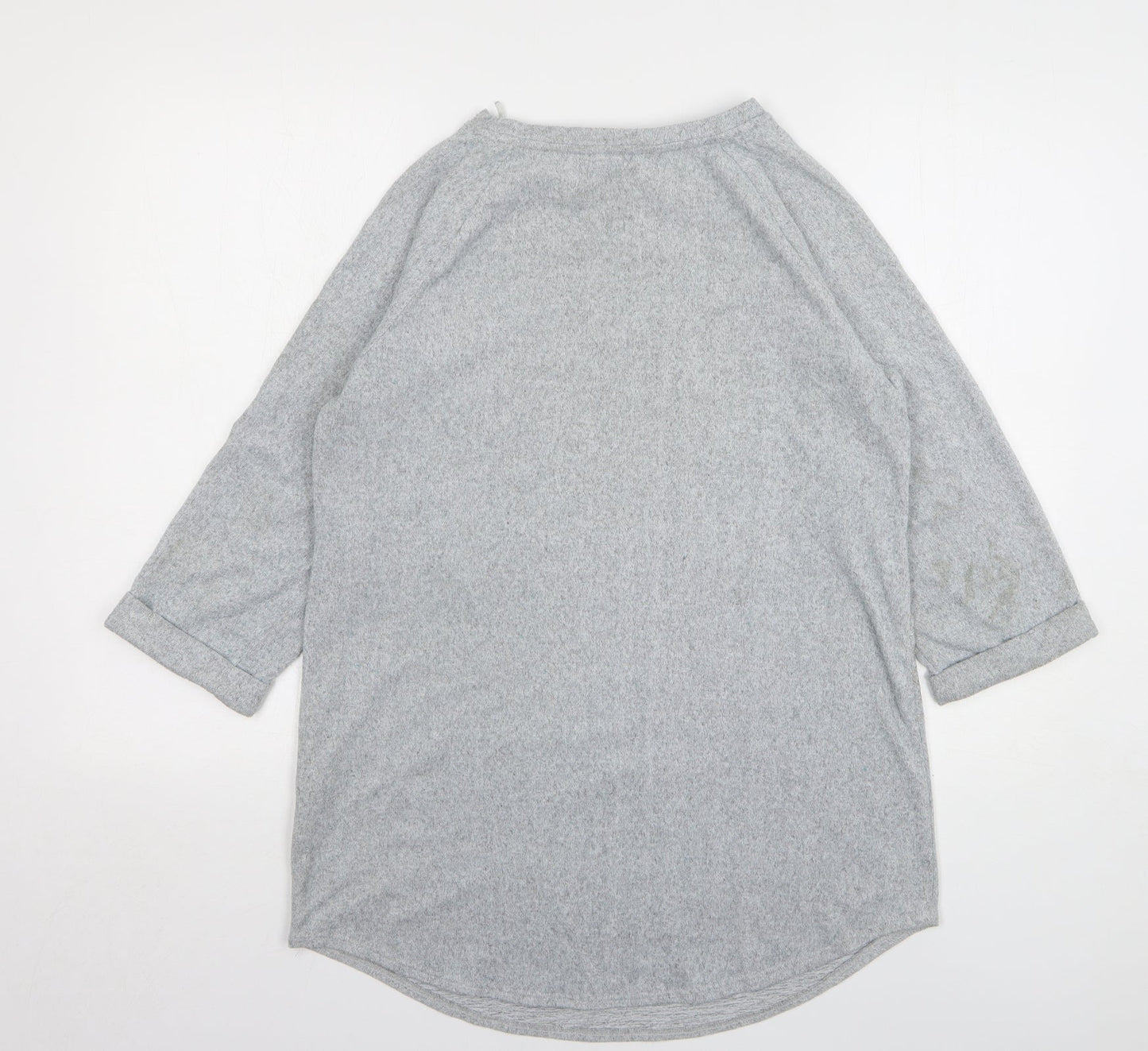 F&F Womens Grey Round Neck Animal Print Polyester Pullover Jumper Size 10