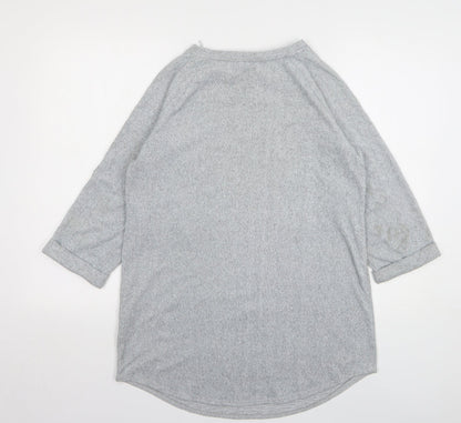 F&F Womens Grey Round Neck Animal Print Polyester Pullover Jumper Size 10