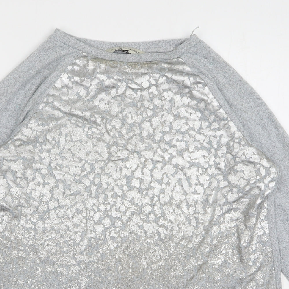 F&F Womens Grey Round Neck Animal Print Polyester Pullover Jumper Size 10