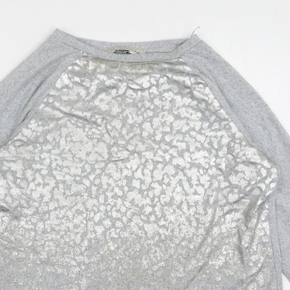 F&F Womens Grey Round Neck Animal Print Polyester Pullover Jumper Size 10
