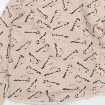 Mango Girls Pink Geometric Cotton Pullover Sweatshirt Size 9-10 Years - Love, Birds