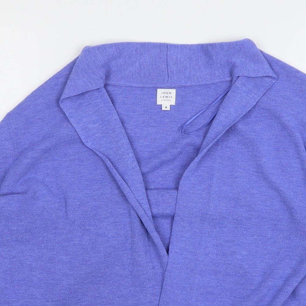 John Lewis Womens Blue V-Neck Polyester Cardigan Jumper Size 8