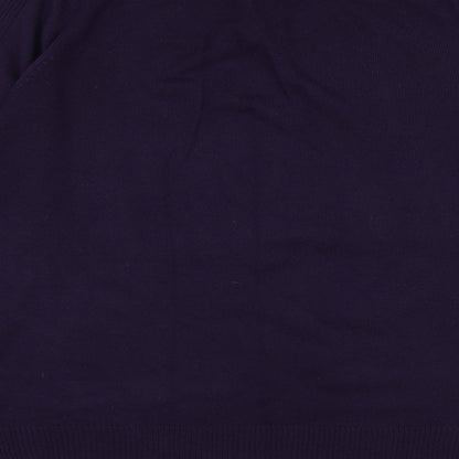 George Mens Purple V-Neck Acrylic Pullover Jumper Size L