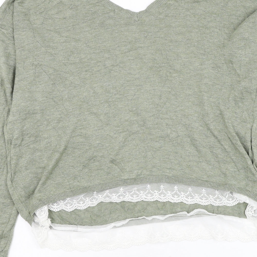 H&M Girls Grey Round Neck Cotton Pullover Jumper Size 13-14 Years Pullover