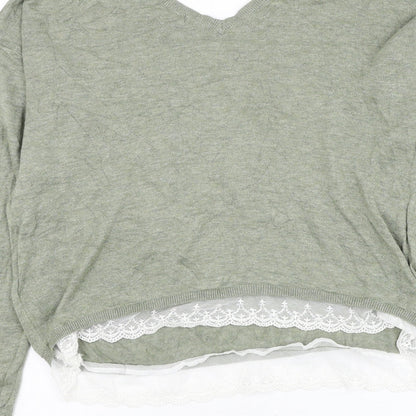 H&M Girls Grey Round Neck Cotton Pullover Jumper Size 13-14 Years Pullover