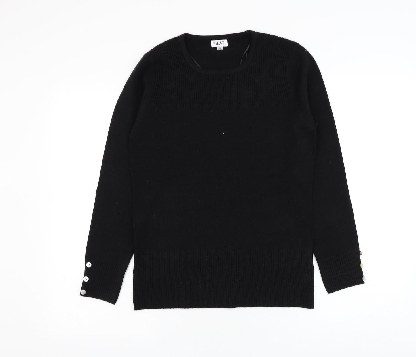 Womens UK Size S Filati Black Pullover Jumper