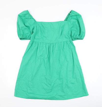 New Look Womens Green Polyester A-Line Size 12 Square Neck Pullover