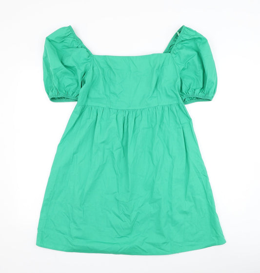 New Look Womens Green Polyester A-Line Size 12 Square Neck Pullover