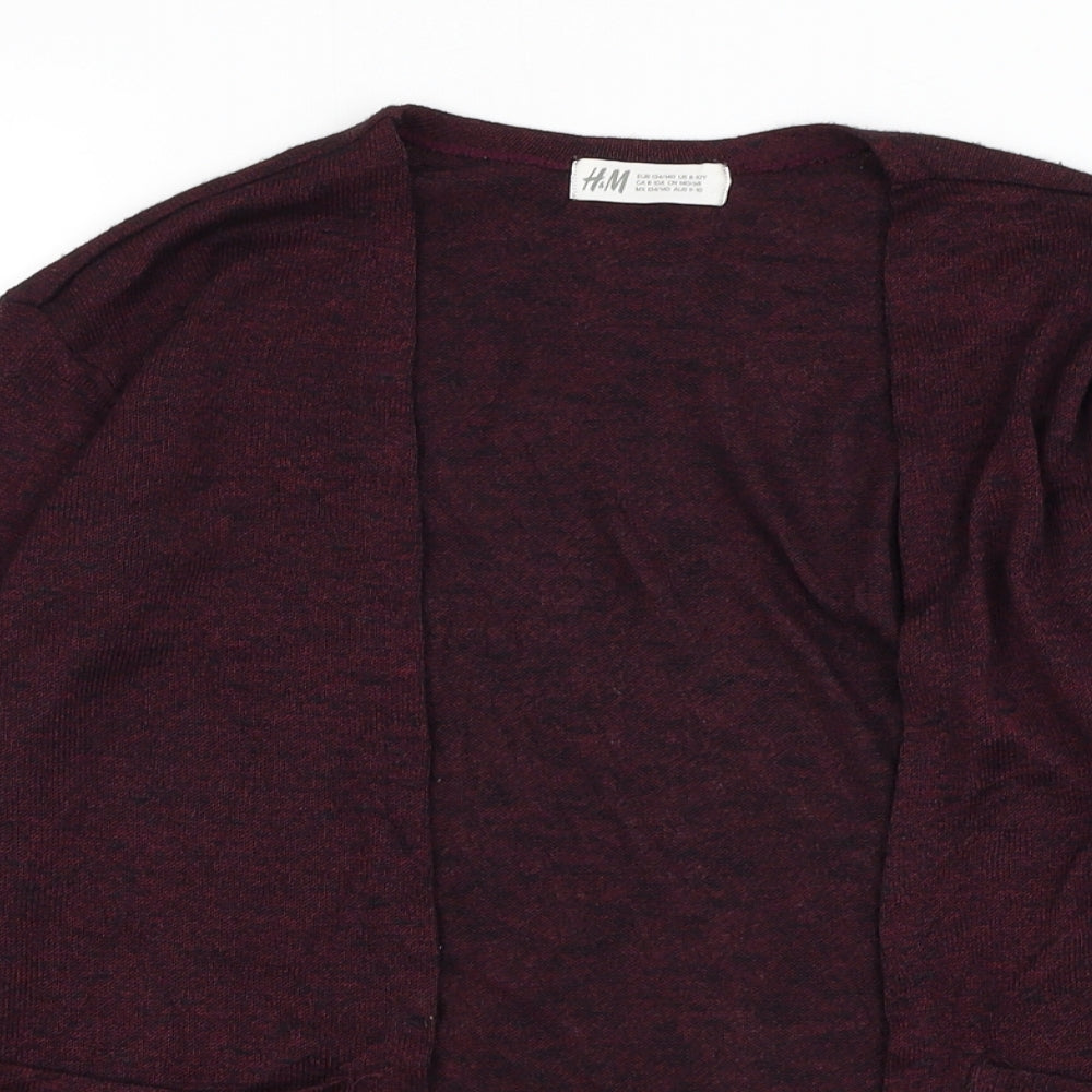 H&M Girls Purple Square Neck Polyester Cardigan Jumper Size 9-10 Years Pullover