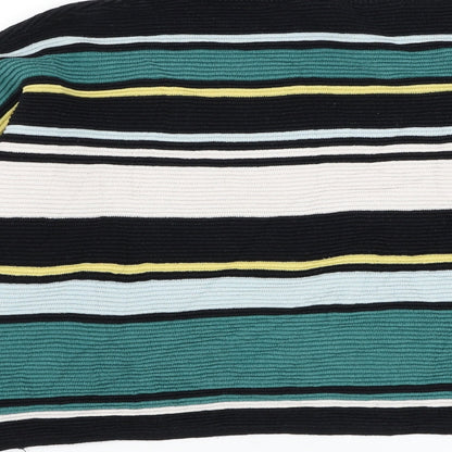 H&M Womens Black Round Neck Striped Cotton Pullover Jumper Size S