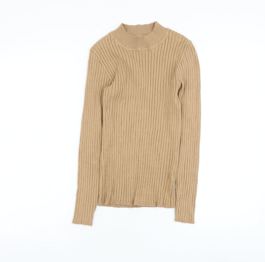 Primark Womens Brown Mock Neck Viscose Pullover Jumper Size 10