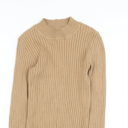 Primark Womens Brown Mock Neck Viscose Pullover Jumper Size 10