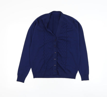 Womens UK Size S Preworn Blue Cardigan Jumper