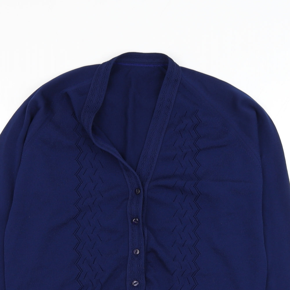 Womens UK Size S Preworn Blue Cardigan Jumper