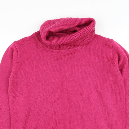 Damart Womens Pink Roll Neck Acrylic Pullover Jumper Size 10