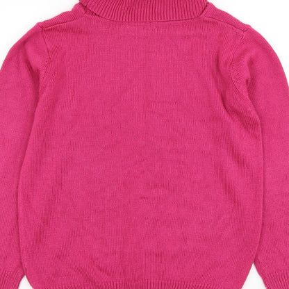 Damart Womens Pink Roll Neck Acrylic Pullover Jumper Size 10