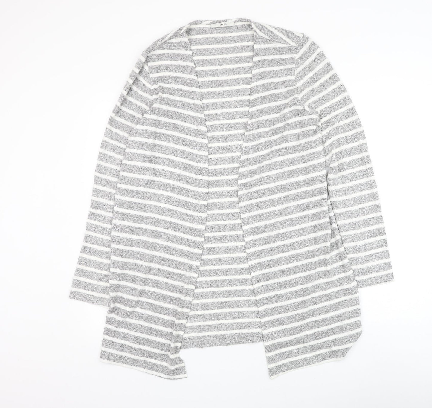 George Womens Grey V-Neck Striped Viscose Cardigan Jumper Size 12