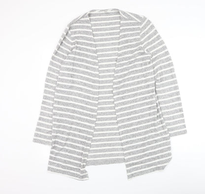 George Womens Grey V-Neck Striped Viscose Cardigan Jumper Size 12