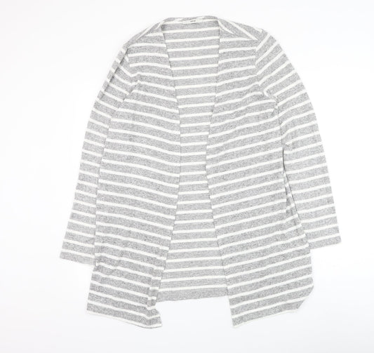 George Womens Grey V-Neck Striped Viscose Cardigan Jumper Size 12