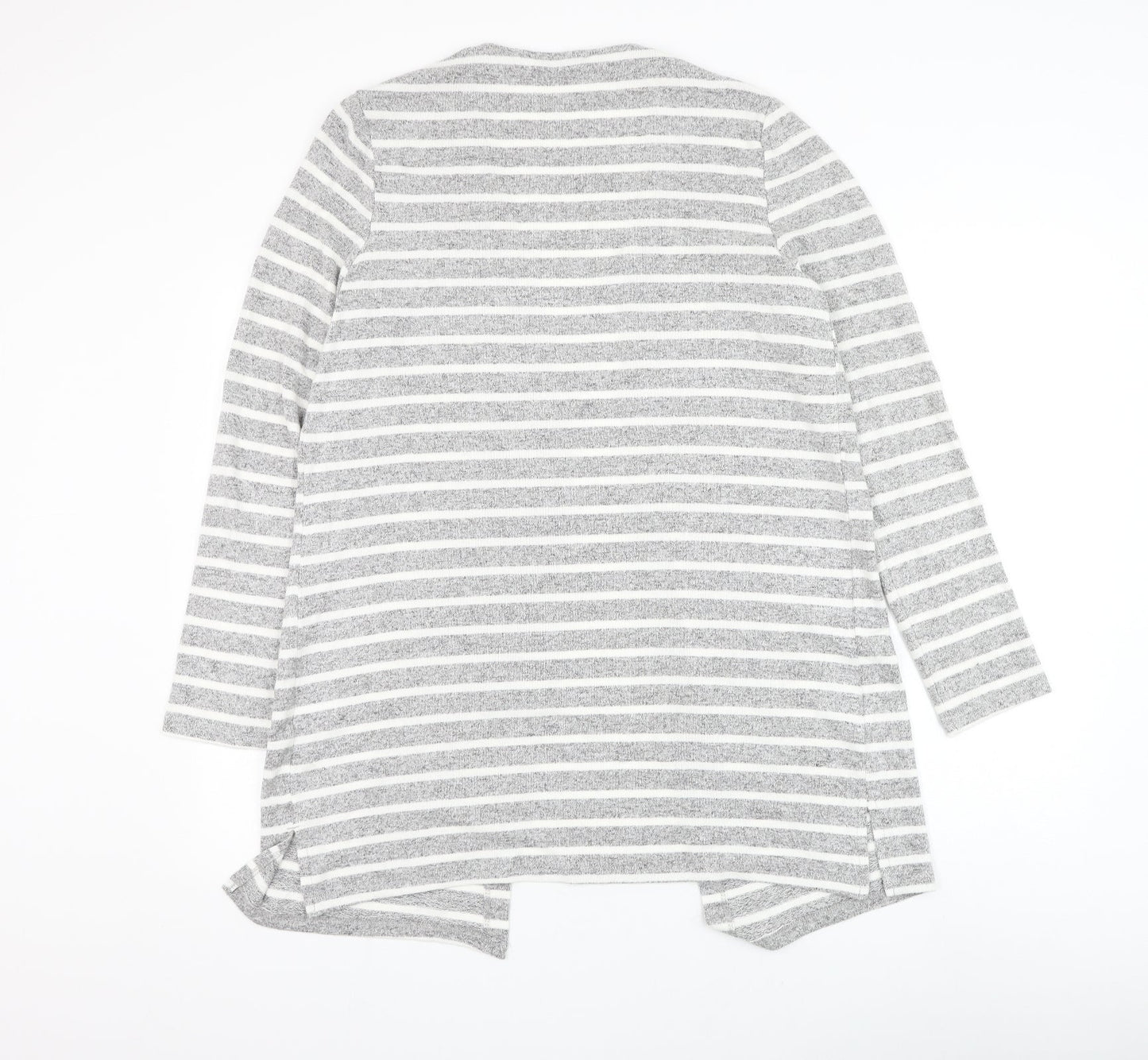 George Womens Grey V-Neck Striped Viscose Cardigan Jumper Size 12