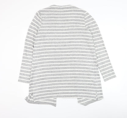 George Womens Grey V-Neck Striped Viscose Cardigan Jumper Size 12