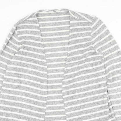 George Womens Grey V-Neck Striped Viscose Cardigan Jumper Size 12