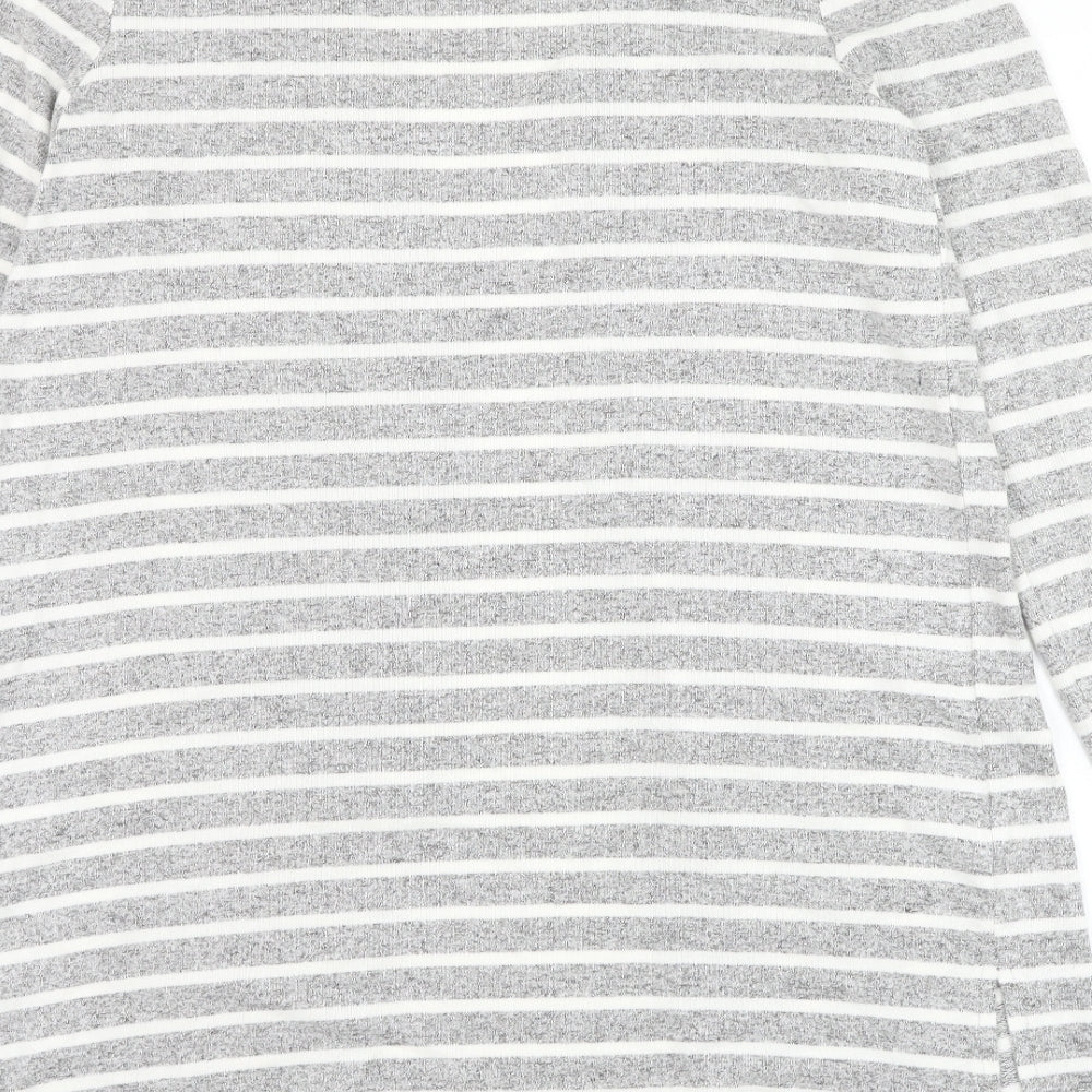 George Womens Grey V-Neck Striped Viscose Cardigan Jumper Size 12