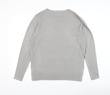 Primark Womens Grey V-Neck Acrylic Pullover Jumper Size 6