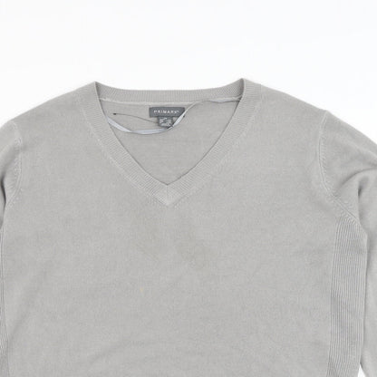 Primark Womens Grey V-Neck Acrylic Pullover Jumper Size 6