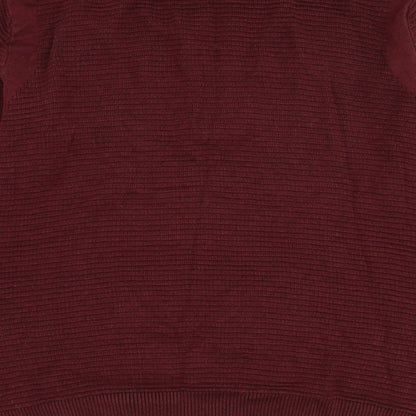 Avenue Mens Red Mock Neck Cotton Pullover Jumper Size L