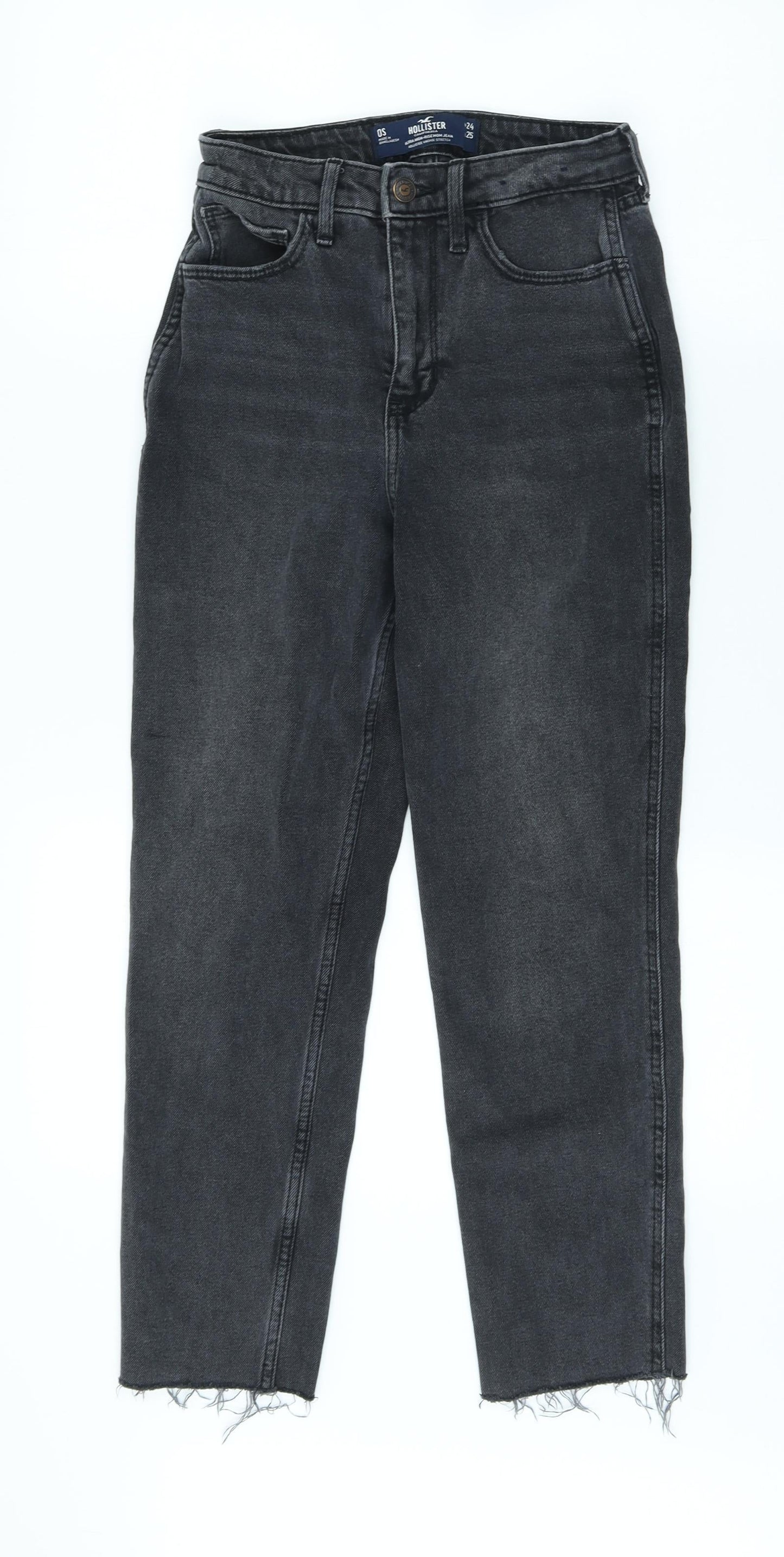 Hollister Womens Grey Cotton Mom Jeans Size 24 in L24 in Regular Zip