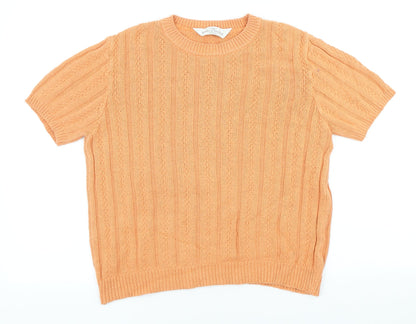 Womens UK Size M Marks and Spencer Orange Pullover Jumper