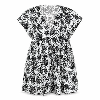 New Look Womens White Floral Polyester A-Line Size 12 V-Neck