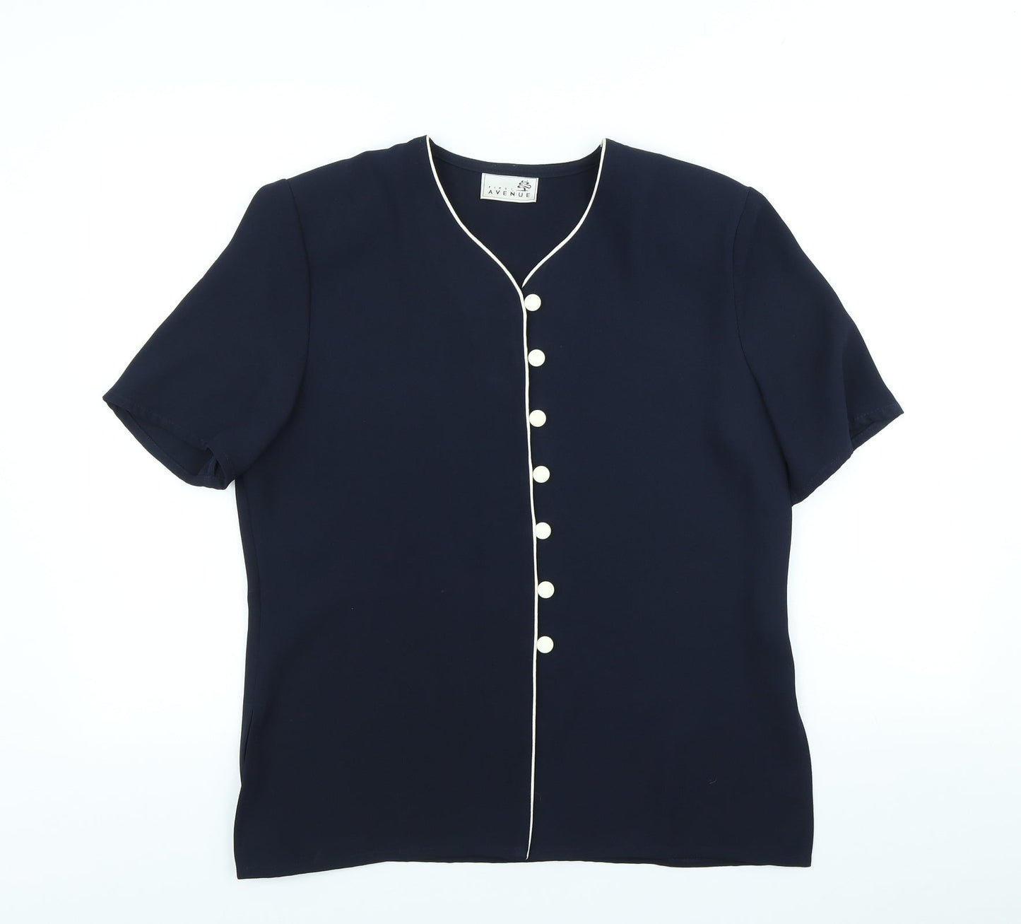 First Avenue Womens Blue Scoop Neck Polyester Cardigan Jumper Size 14