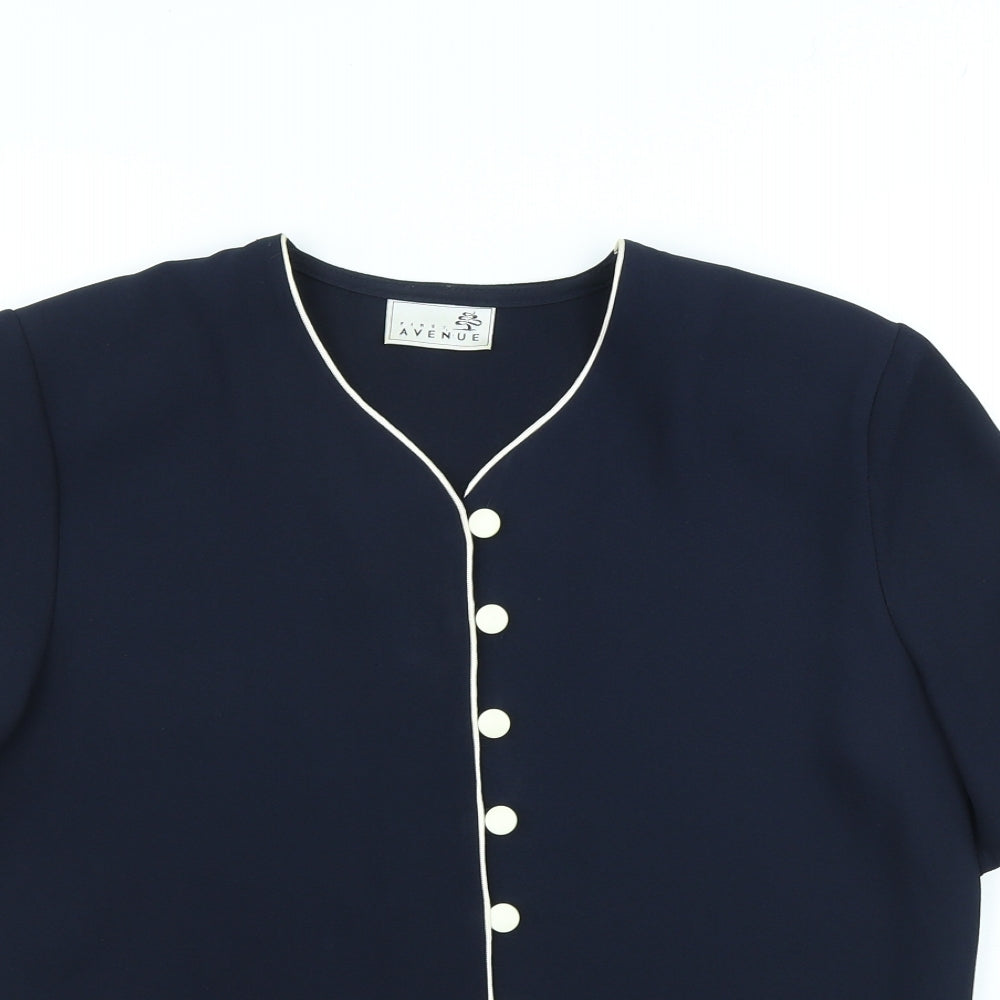 First Avenue Womens Blue Scoop Neck Polyester Cardigan Jumper Size 14