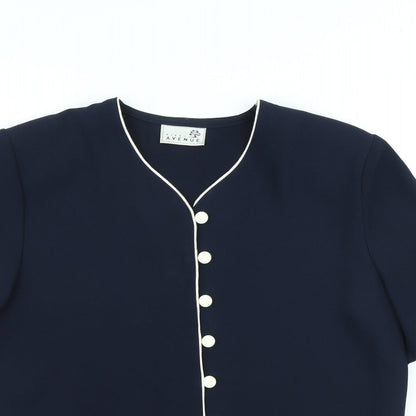 First Avenue Womens Blue Scoop Neck Polyester Cardigan Jumper Size 14