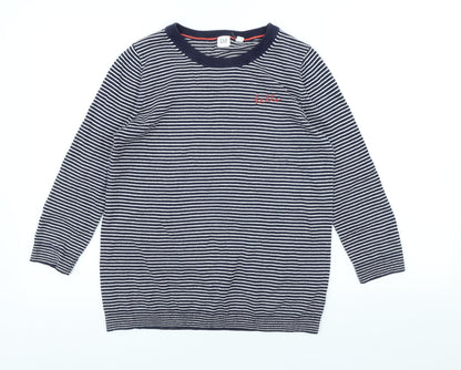 Gap Womens Blue Scoop Neck Striped Acrylic Pullover Jumper Size XS
