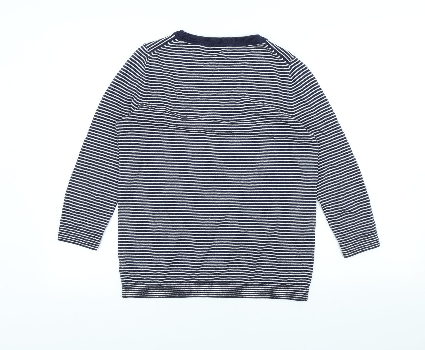 Gap Womens Blue Scoop Neck Striped Acrylic Pullover Jumper Size XS