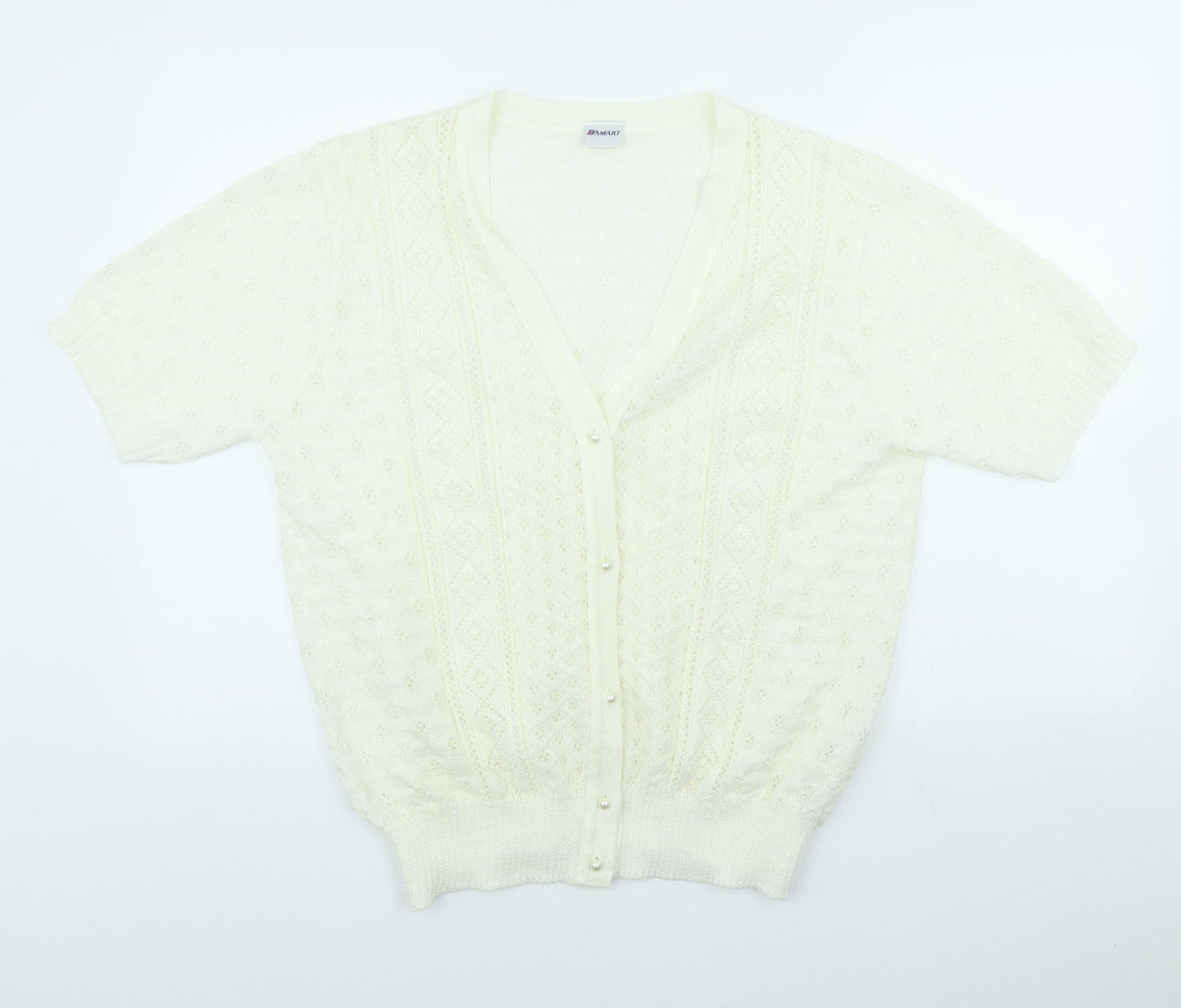 Damart Womens Ivory V-Neck Acrylic Cardigan Jumper Size 20