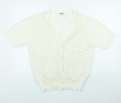 Damart Womens Ivory V-Neck Acrylic Cardigan Jumper Size 20
