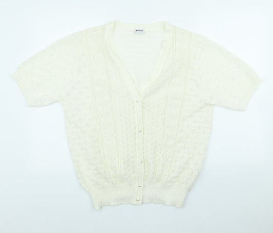 Damart Womens Ivory V-Neck Acrylic Cardigan Jumper Size 20