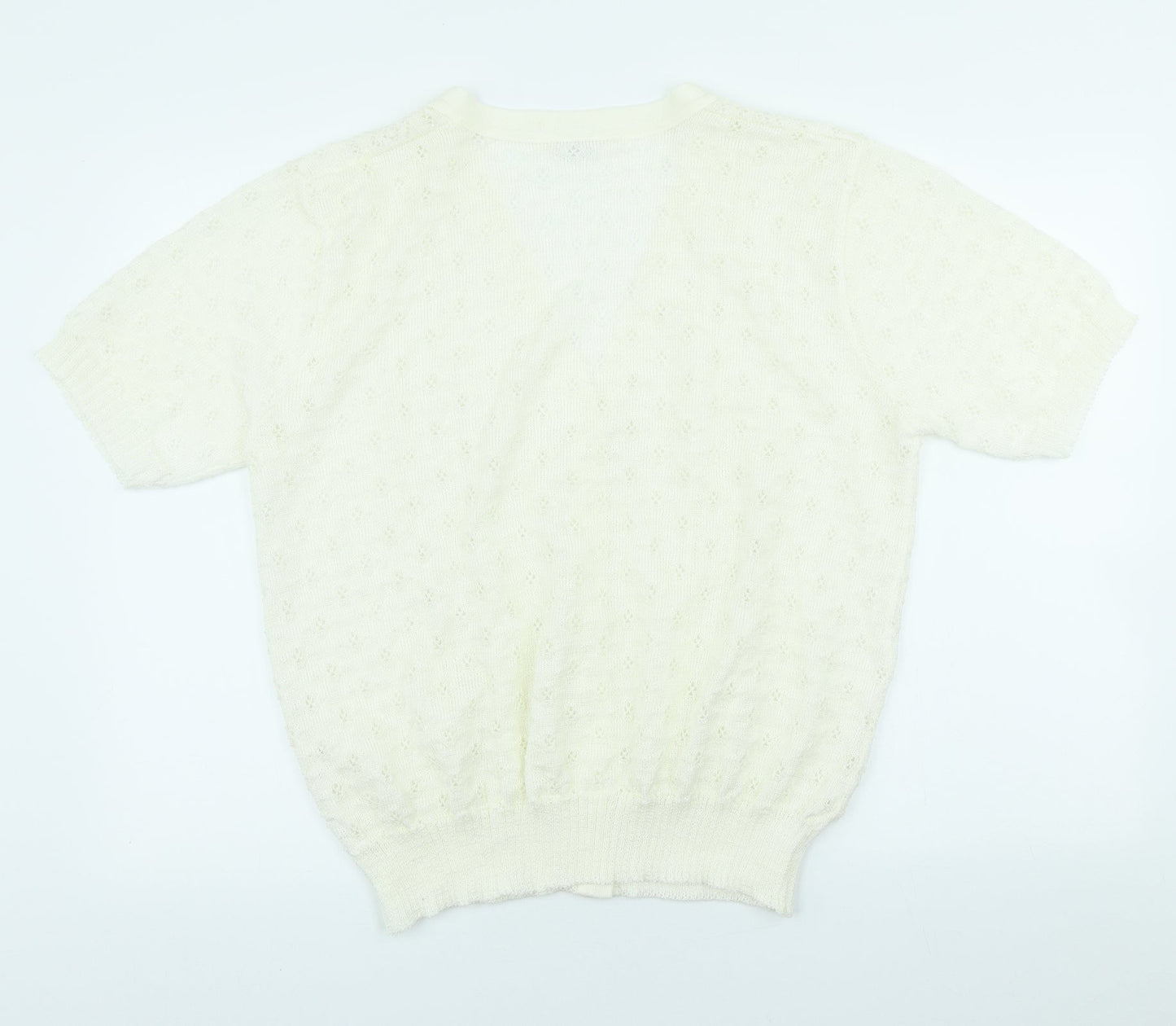 Damart Womens Ivory V-Neck Acrylic Cardigan Jumper Size 20