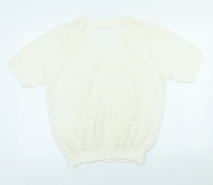 Damart Womens Ivory V-Neck Acrylic Cardigan Jumper Size 20