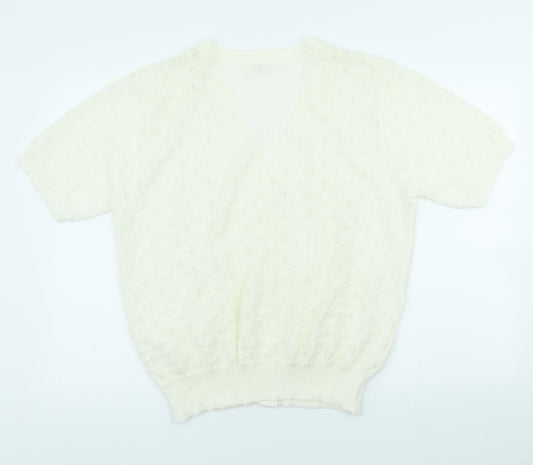 Damart Womens Ivory V-Neck Acrylic Cardigan Jumper Size 20