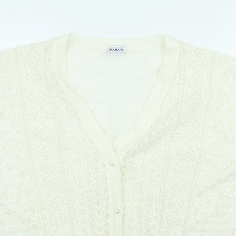 Damart Womens Ivory V-Neck Acrylic Cardigan Jumper Size 20