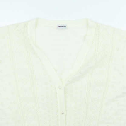 Damart Womens Ivory V-Neck Acrylic Cardigan Jumper Size 20